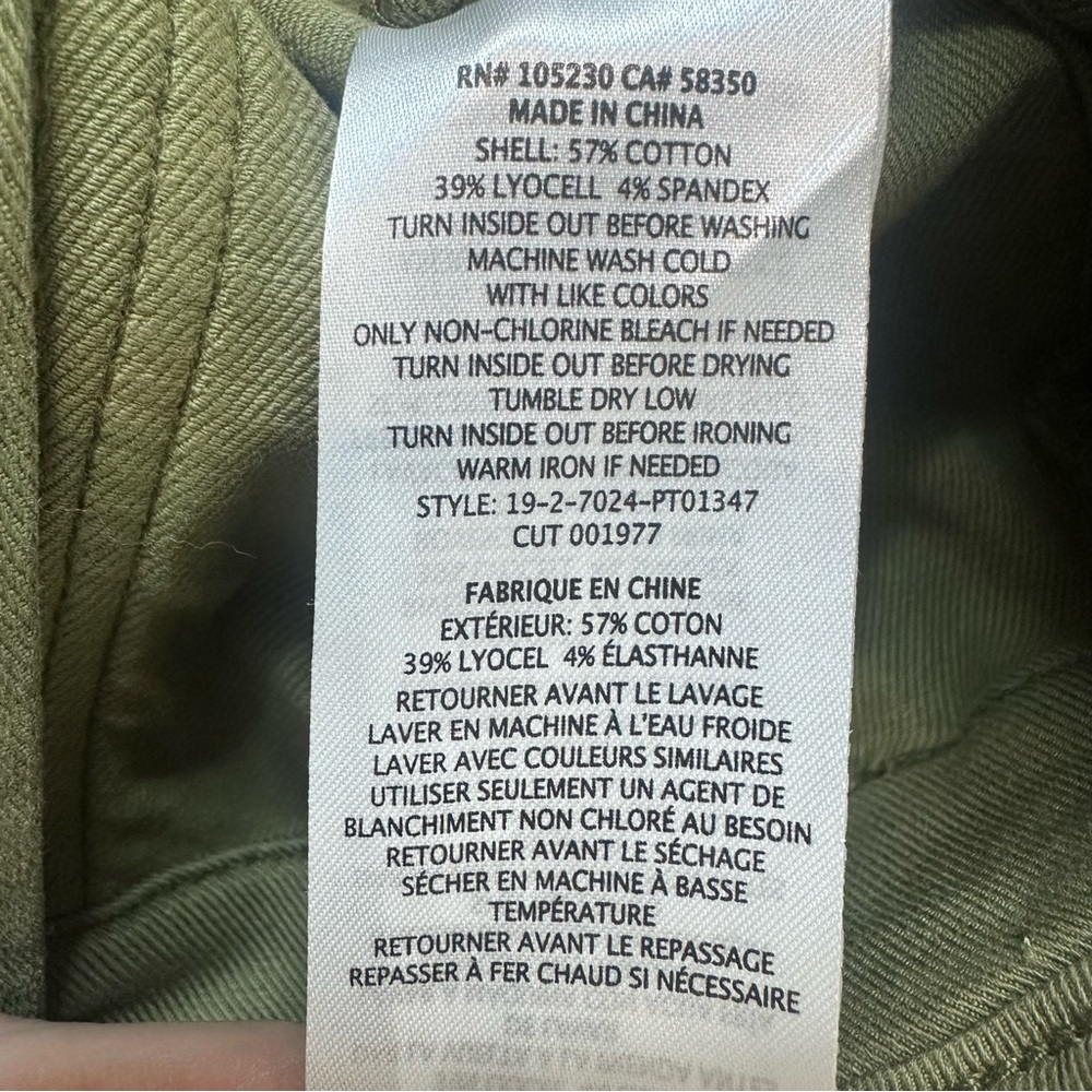 NWT Joie Andira Slim Olive Green Utility Pants Size 26 - Picture 11 of 11